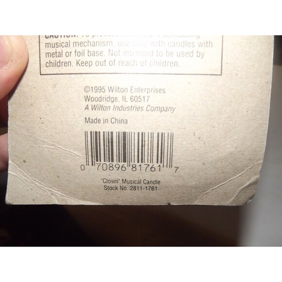 Vintage Wilton 1995 Musical Novelty Candle Clown NOS Sealed Happy Birthday - Picture 6 of 6